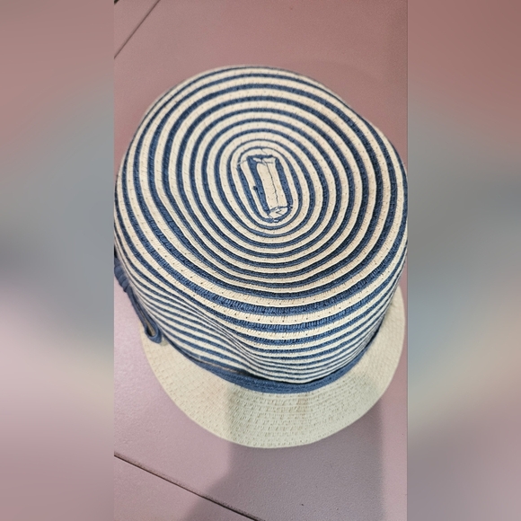 MARKS & SPENCER Paper Straw Beach Newsboy Nautical Hat In Blue/white.M/L - Picture 7 of 9